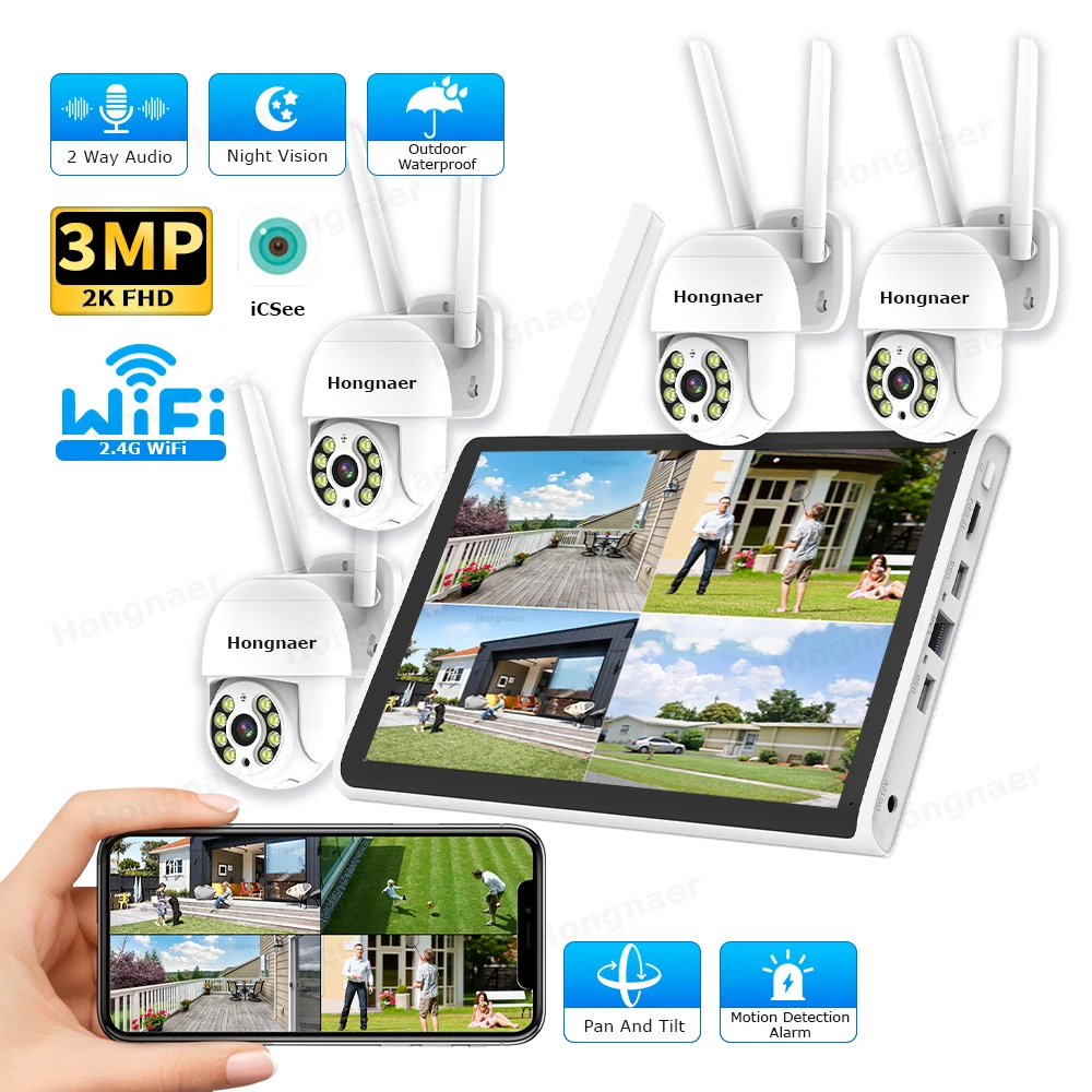 Home Security Systems With Cameras - 2026 Hongnaer 3MP 4 Channel WiFi