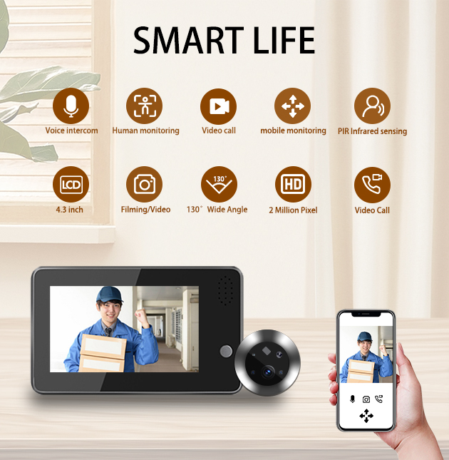 Home Security Wireless Camera - 4.3inch Tuya Smartlife WiFi Doorbell Visual